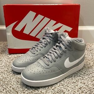 Nike Men's Court Vision Mid Grey/White Sneakers - 9